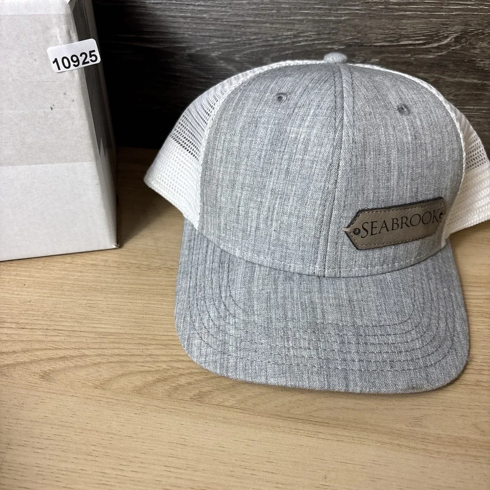 Seabrook Hat Cap Snap Back Gray White Mesh Trucker Patch Mens Legacy Casual